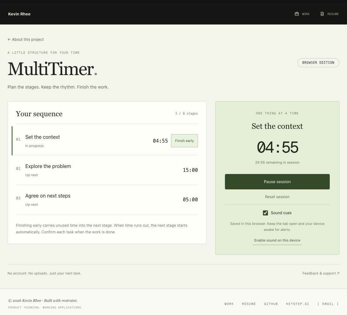MultiTimer application interface